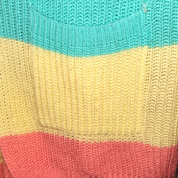 Ultra Flirt Medium Pastel Color Block Long Knit Cardigan - Picture 7 of 9